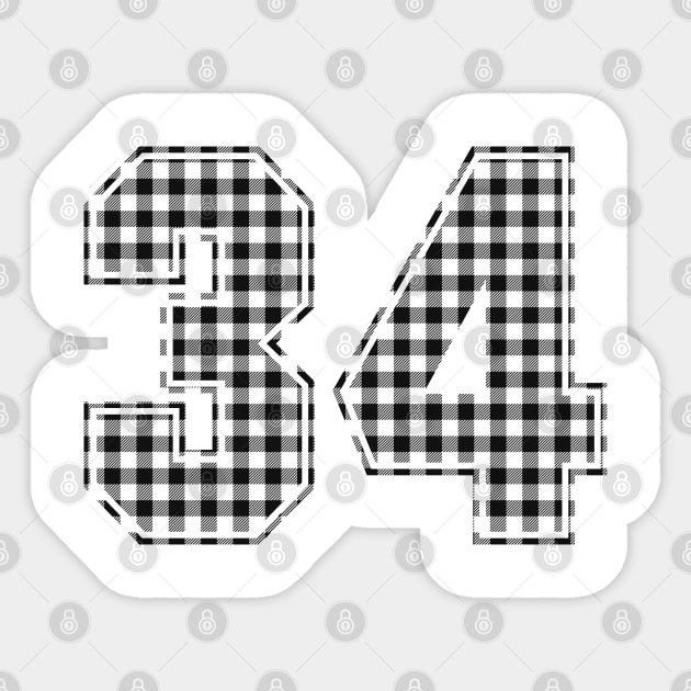 Plaid Number - 34 - Dark Sticker by tavare